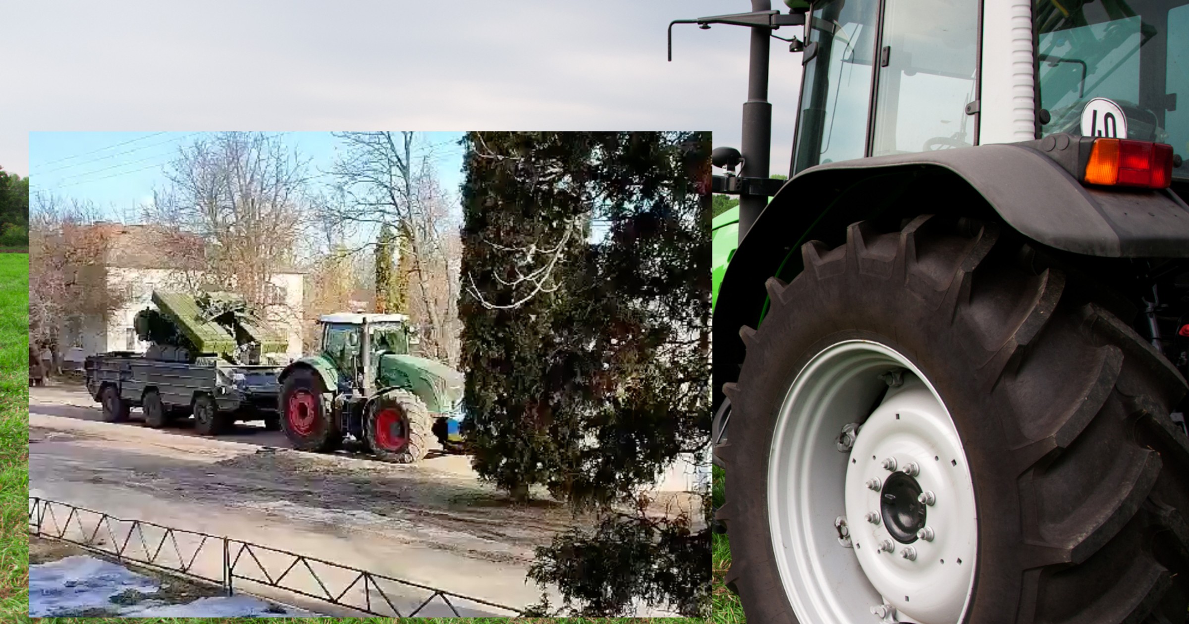 Traktor wywozi transporter opancerzony
