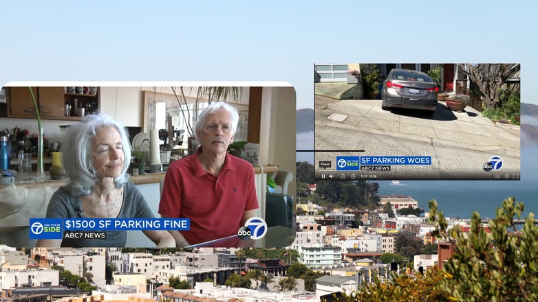 Judy i Ed Craine z San Francisco dostali mandat w wysokości 1,5 tys. dolarów za parkowanie na własnym podjeździe (Screen: ABC 7 News)