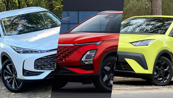 MG HS, Omoda 5 i BYD Dolphin Surf (od lewej)