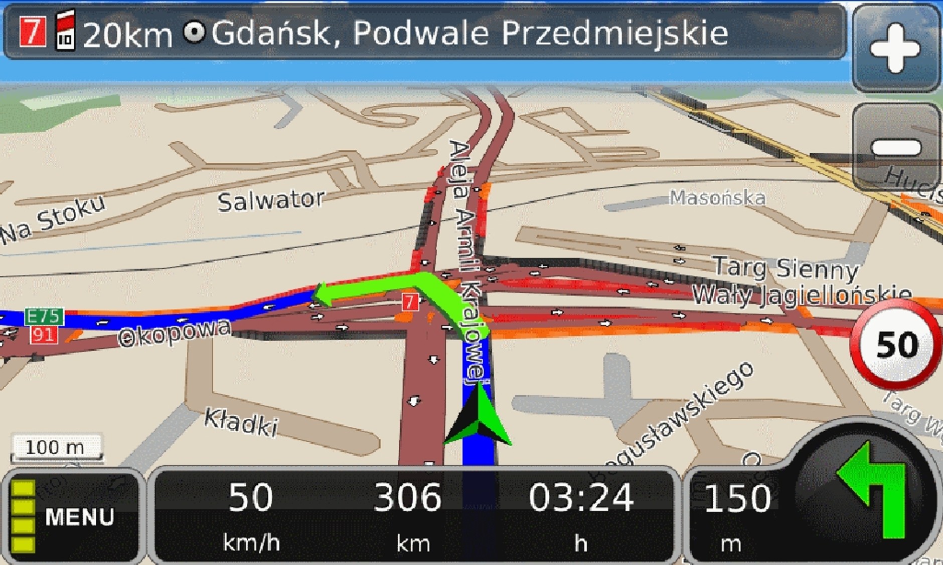 MapaMap 7.4 z informacjami o korkach