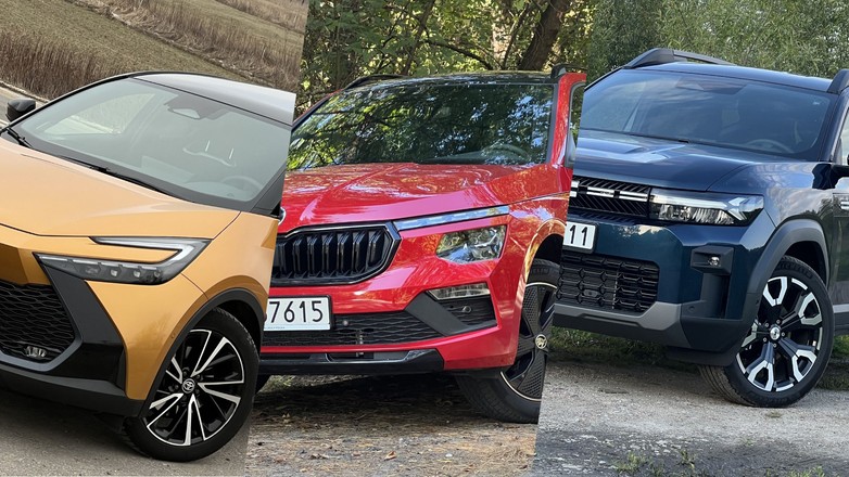 Toyota C-HR, Skoda Kamiq i Dacia Bigster (od lewej)