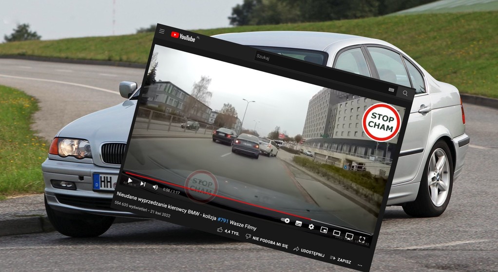Kierowca BMW po zmianie pasa ruchu uderzył w Skodę Fabię