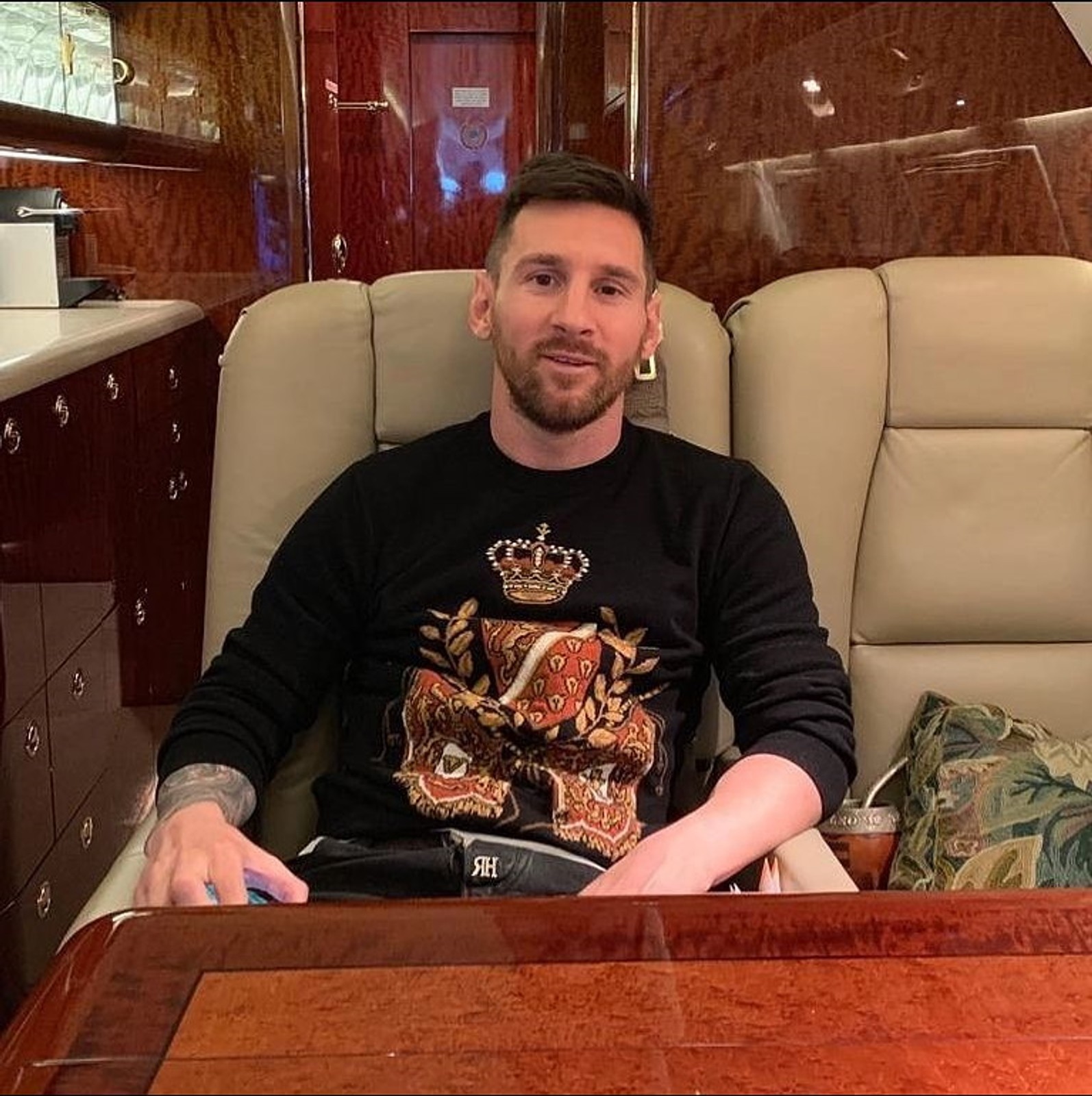 Lionel Messi w swoim samolocie (Fot. Instagram)