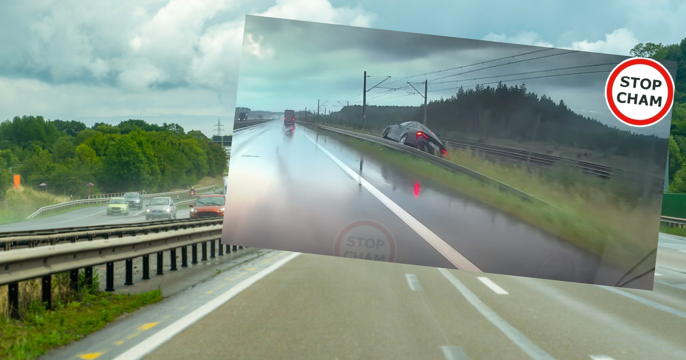 Aquaplaning na drodze S3