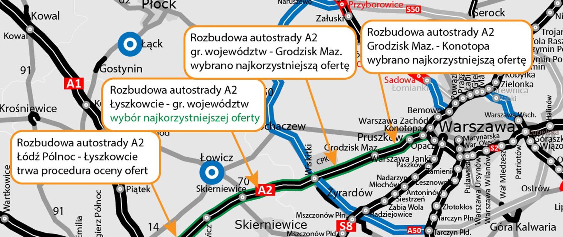 Plan rozbudowy autostrady A2