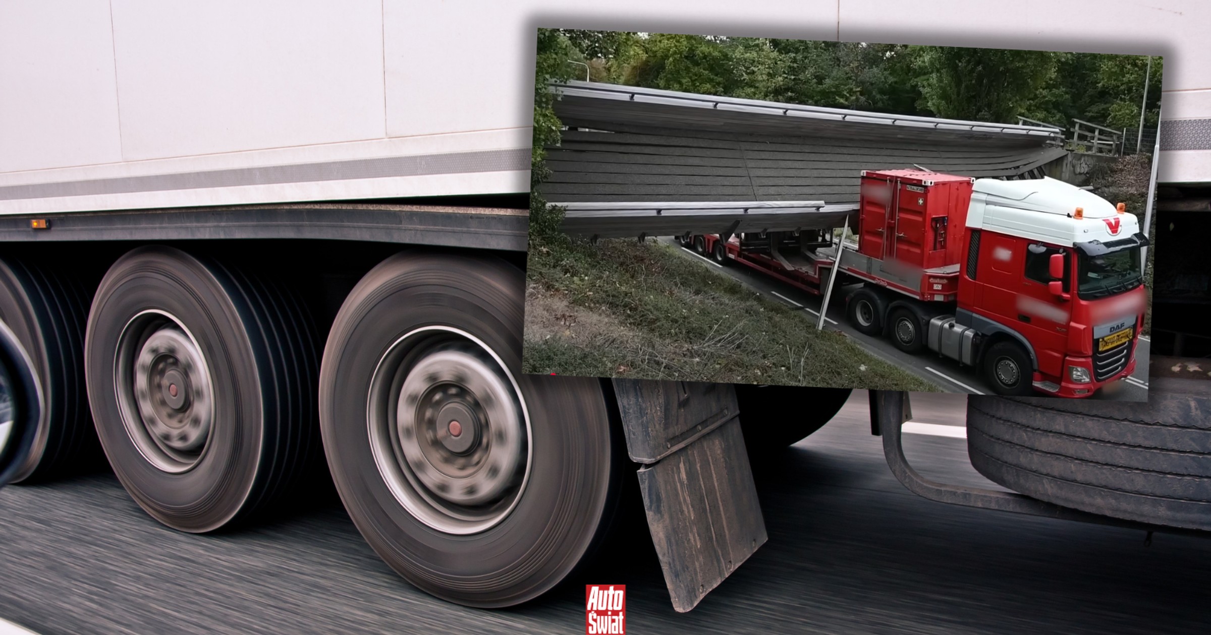 TIR podczas jazdy zerwał kładkę. Szedł po niej pieszy