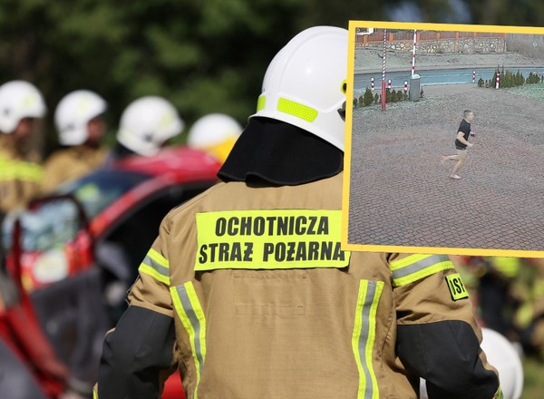 Zawyła syrena, ale pojawił się problem. Strażak wybiegł w samej bieliźnie [WIDEO]