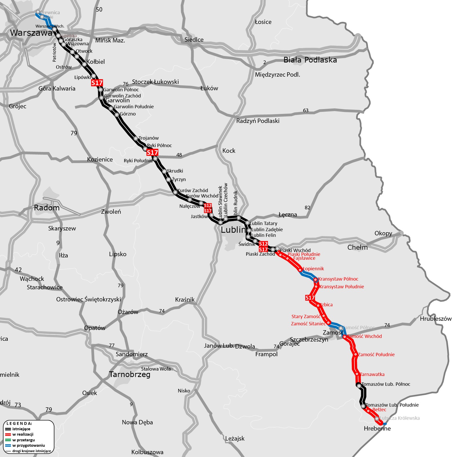 Droga S17 mapa