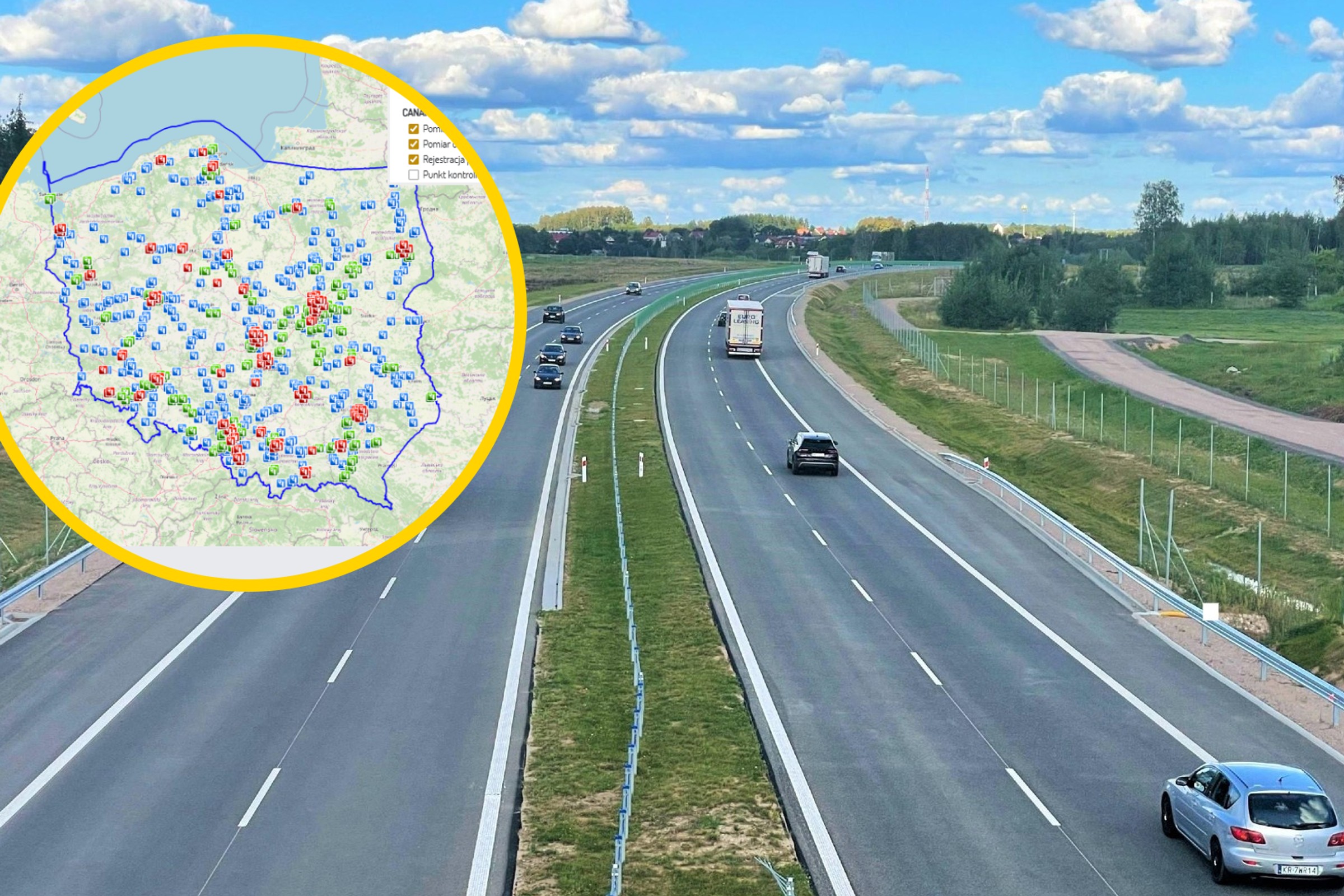 Jak sprawdzić, czy odcinkowy pomiar prędkości lub fotoradar działają?Mapa CANARD