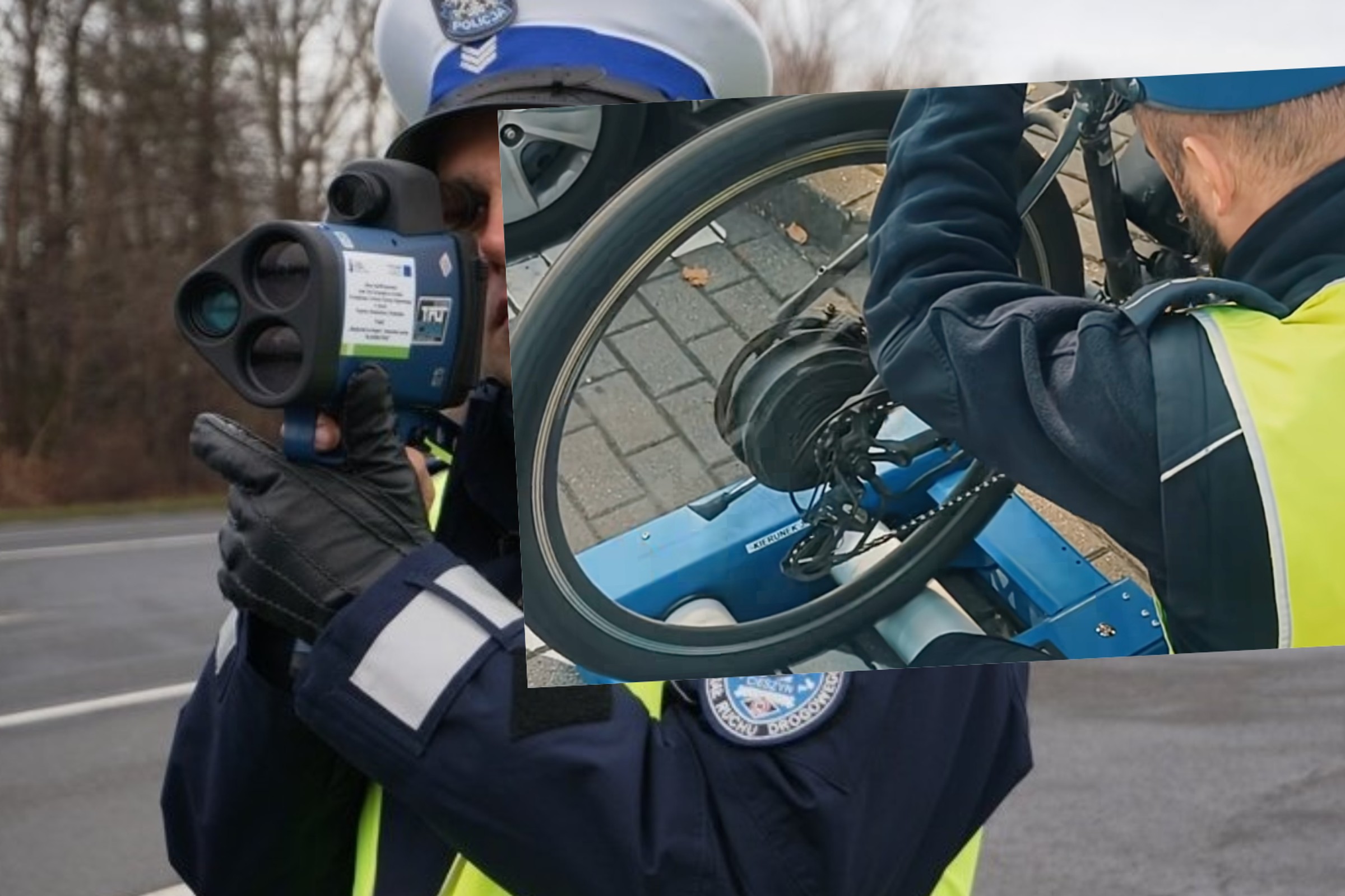 Policjanci przyjeżdżają na miejsce kontroli z hamownią.