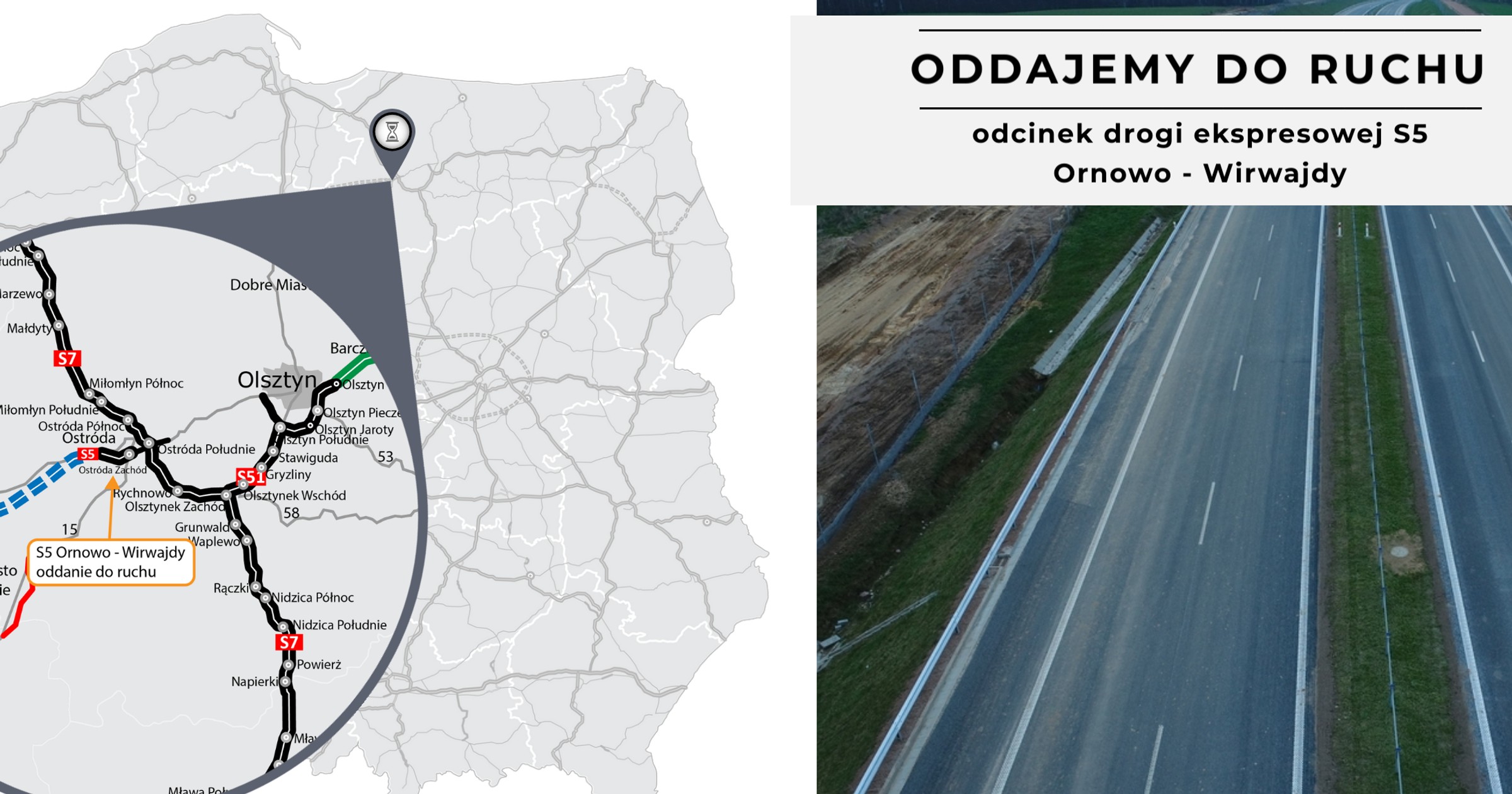 Pięć miesięcy przed terminem GDDKiA udostępniła kierowcom fragment drogi S5 Ornowo — Wirwajdy