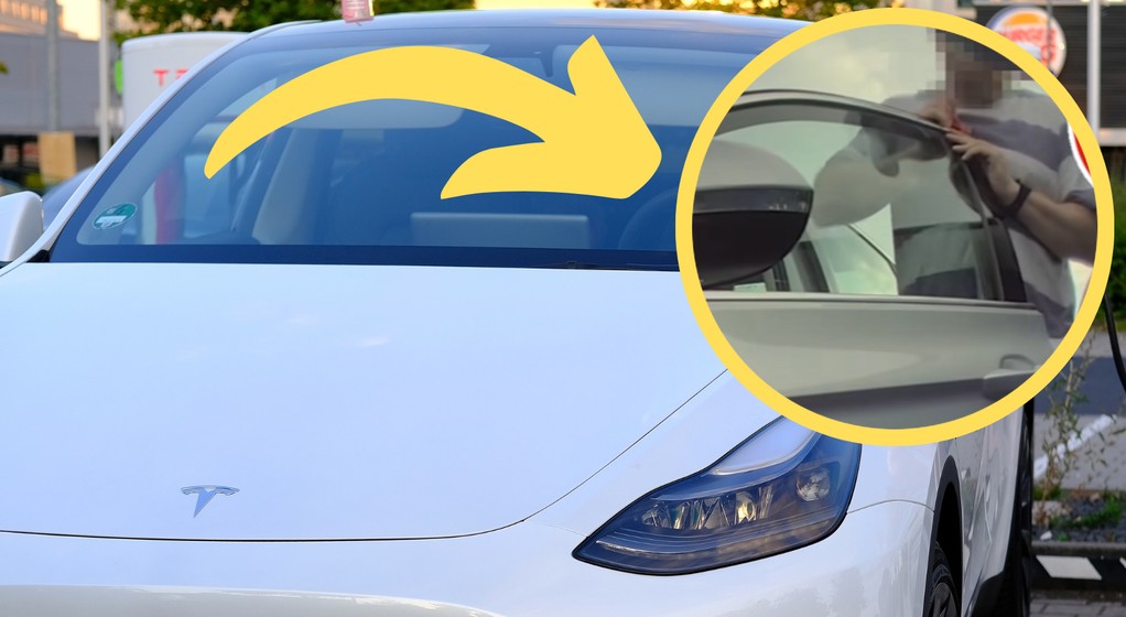 Jeden z kierowców uszkodził stojącą obok Teslę. Wszystko się nagrało (facebook.com/stop.cham.team)
