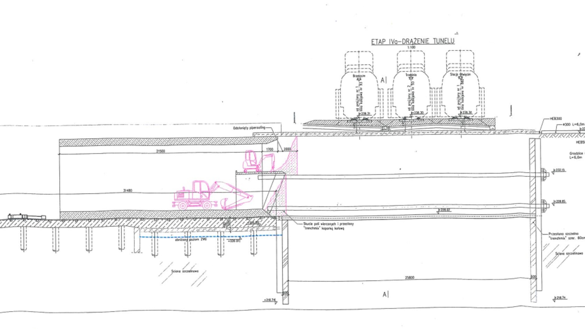 Schemat wykopu tunelu