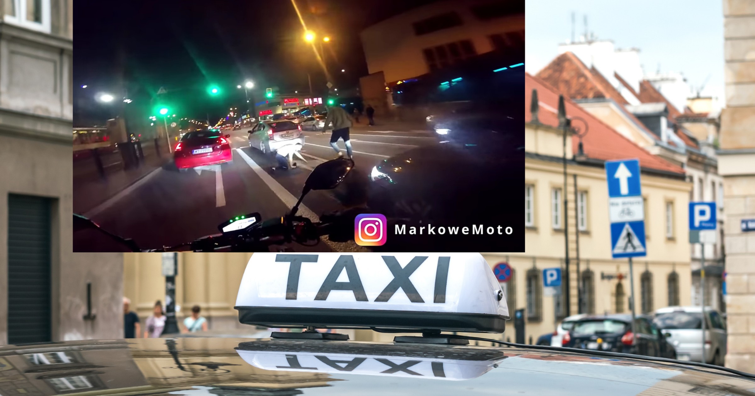 Motocyklista nagrał bójkę kierowców z konkurencyjnych firm przewożących ludzi (fot. Markowe Moto/YouTube) 