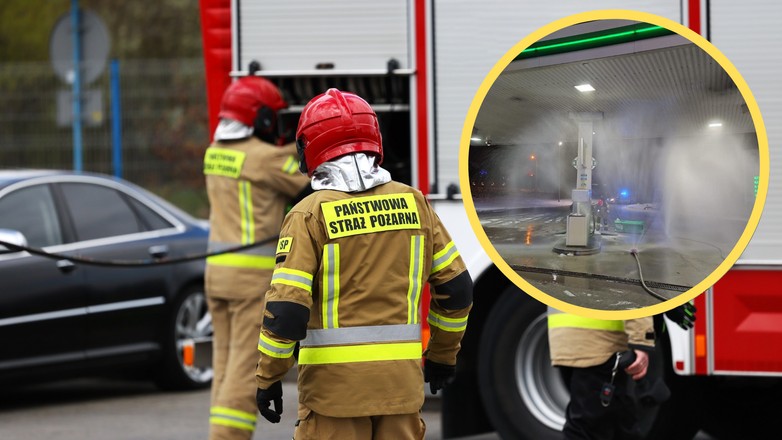 Dantejskie sceny na stacji paliw. Samochód uderzył w dystrybutor (fot. screen: Facebook/998patrol.maloploska)