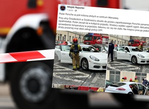 Pożar w centrum Warszawy. Luksusowe Porsche stanęło w płomieniach