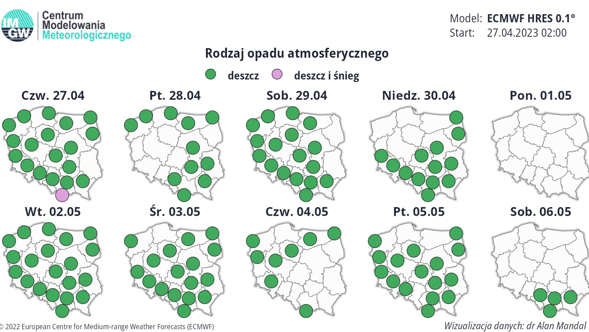 Czasami pojawi się deszcz, ale będą też dni, np. poniedziałek, które w całej Polsce przyniosą suchą pogodę
