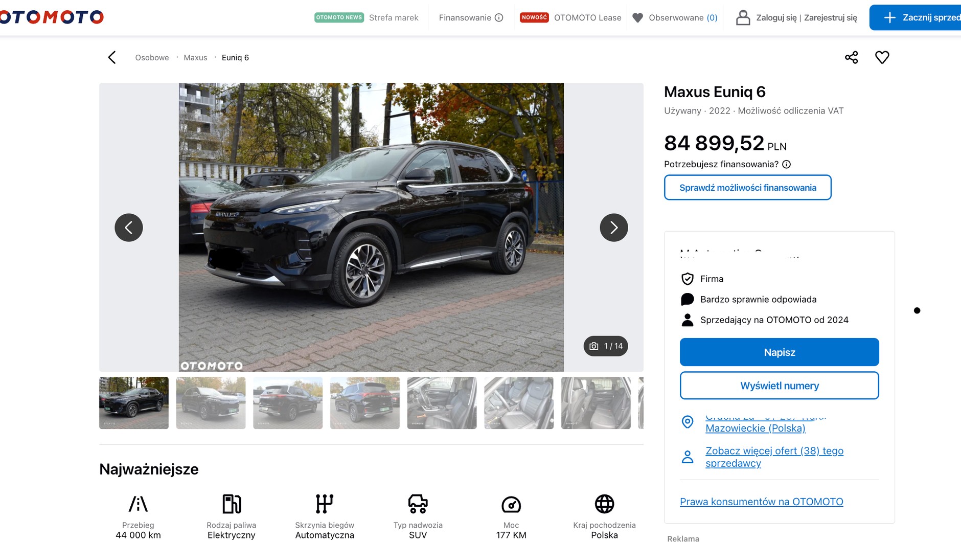 Maxus Euniq 6 za nieco ponad jedną trzecią wyjściowej ceny