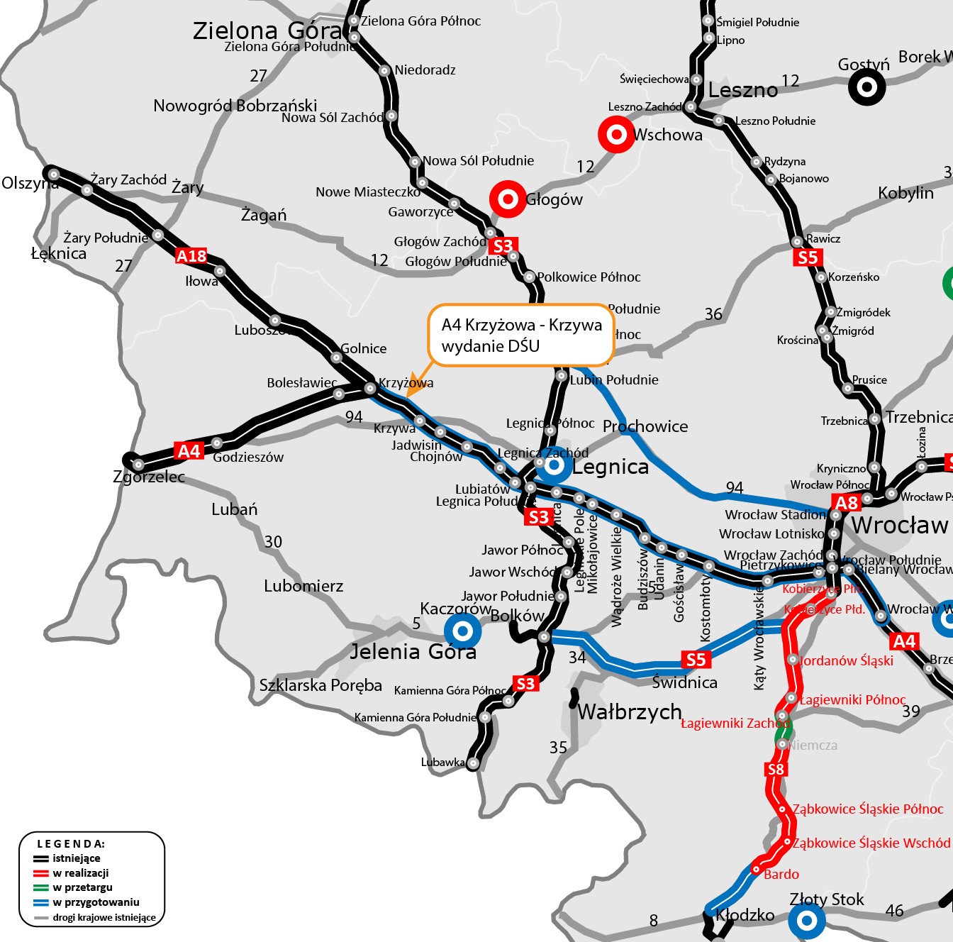 Rozbudowa A4 na odcinku Krzyżowa - Legnica.