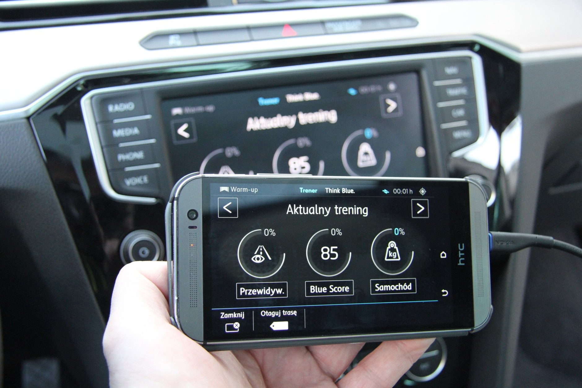 MirrorLink w Passacie - edycja 2016. HTC One M8 z aplikacją VW Trener