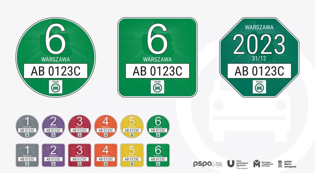 Projekt wzoru nalepek uprawniających do wjazdu do strefy czystego transportu