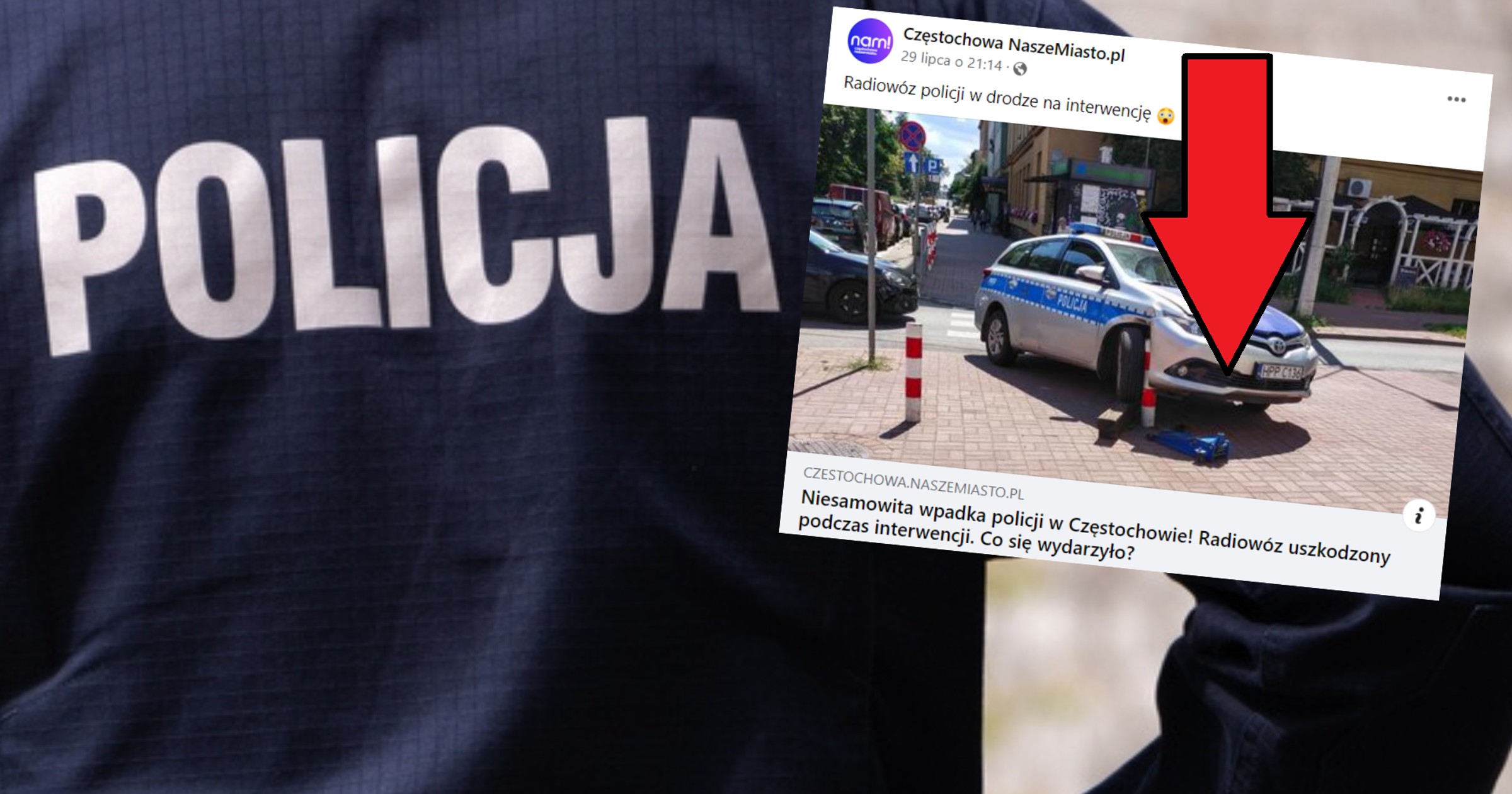 Wpadka policji podczas interwencji (fot. screen: Facebook/CzestochowaNM)