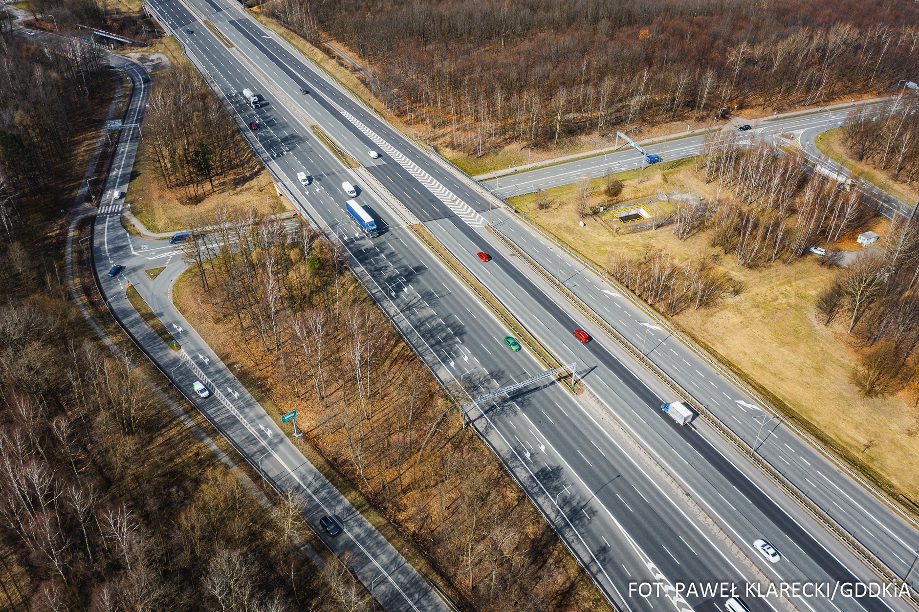 Węzeł Chorzów, widok w kierunku Gliwic