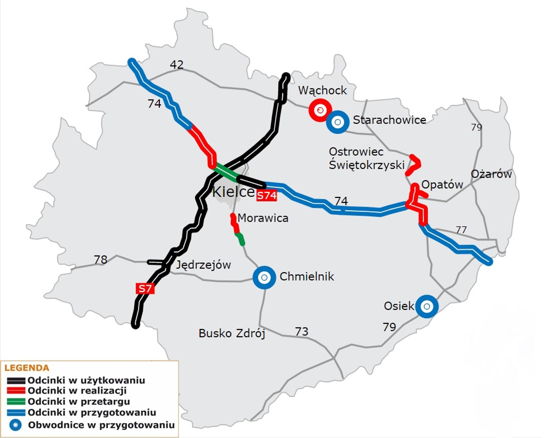 Swiętokrzyskie mapa budowy dróg