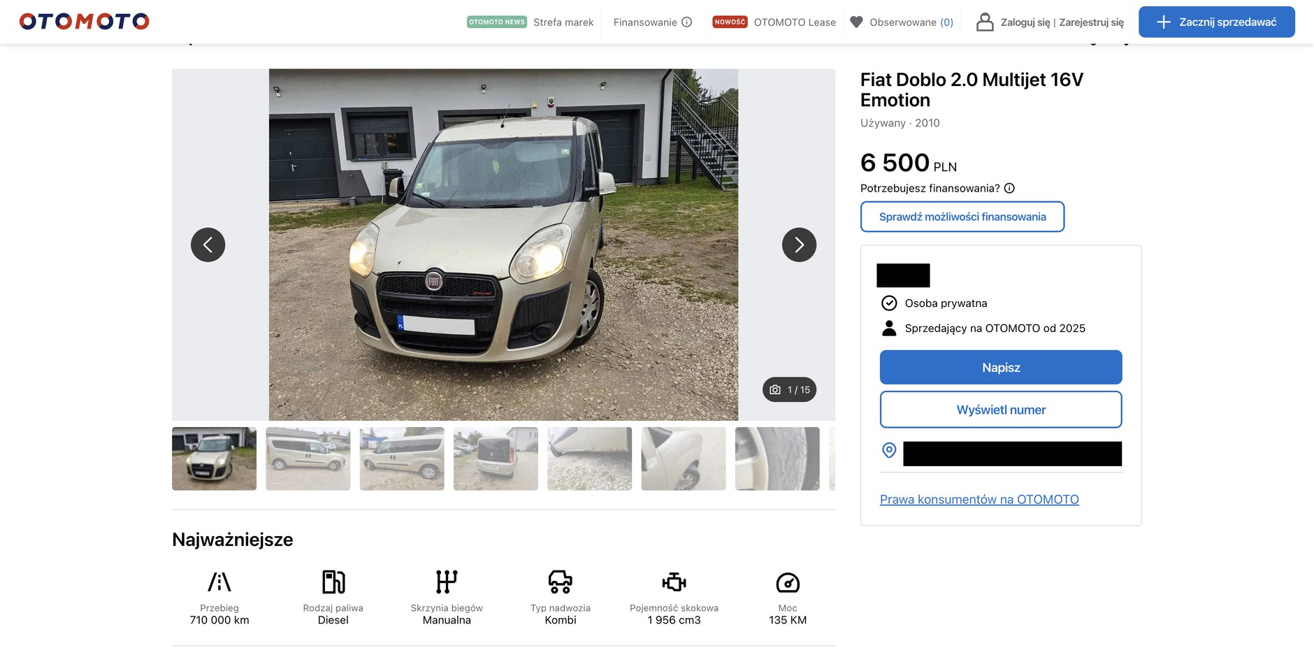 Fiat Doblo z przebiegiem 710 tys. km