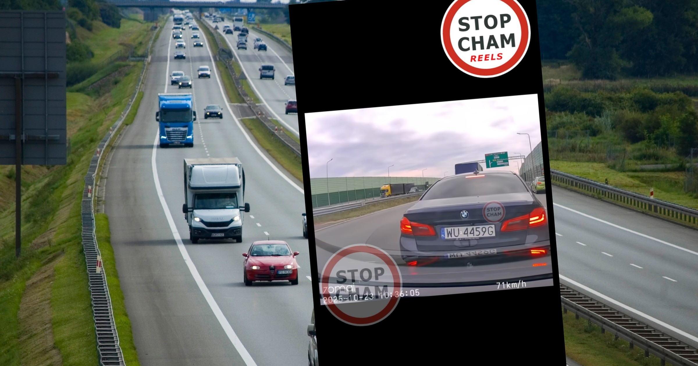BMW wyhamowało inny samochód na drodze S2. Omal nie doszło do katastrofy