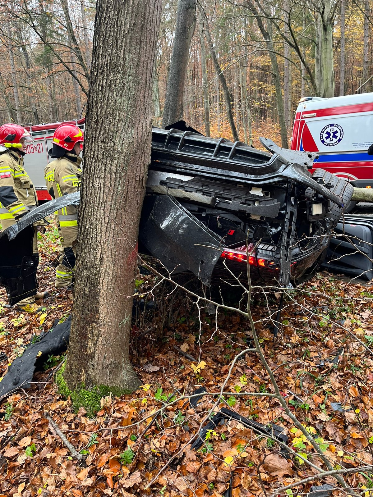 Po wypadnięciu z drogi Audi RS e-tron GT dachowało