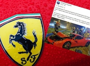 Ferrari rozbiło się w deszczu na A1 pod Włocławkiem, kierowca uderzył w barierki