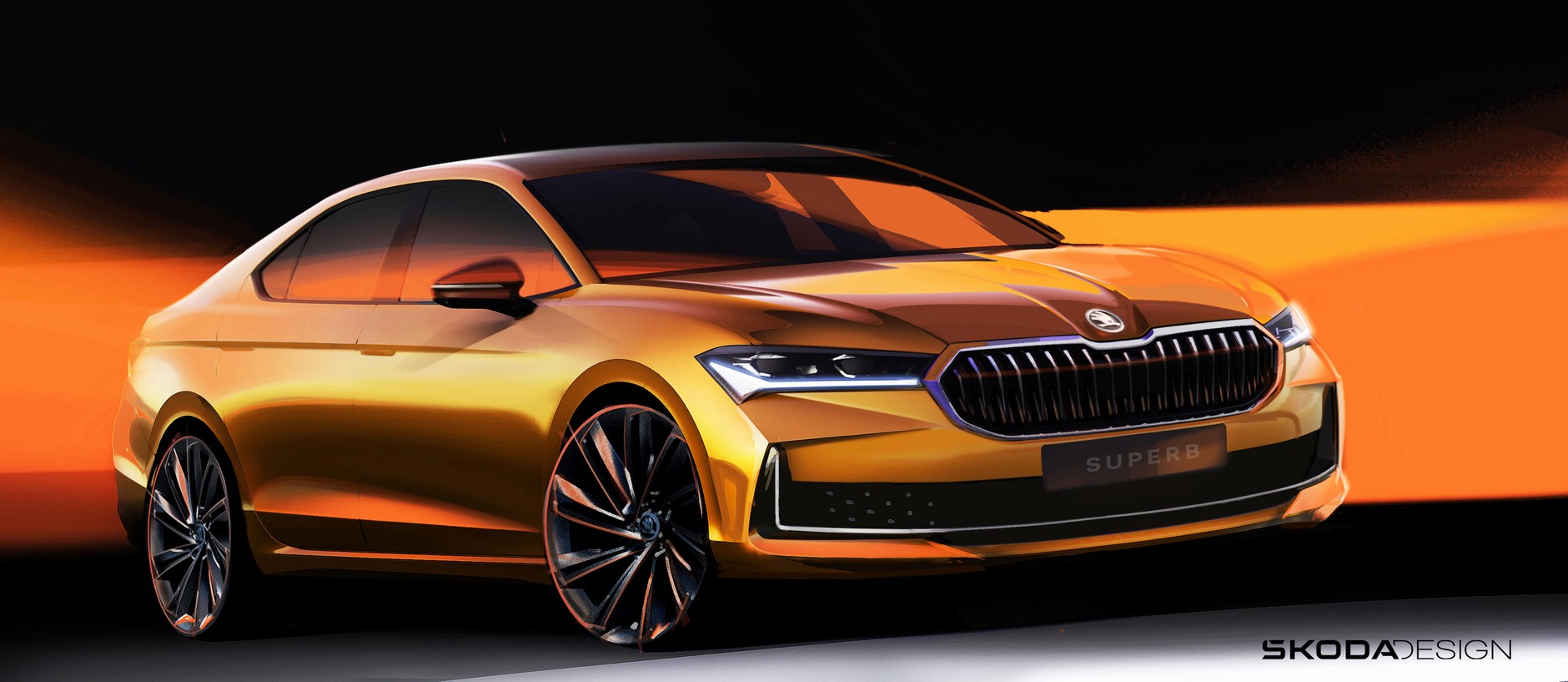 Nowa Skoda Superb na szkicach