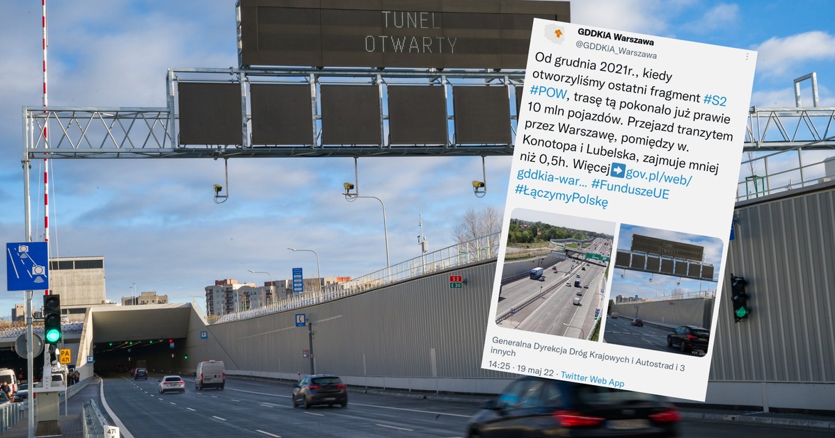 Najdłuższy tunel w Polsce, biegnący pod Ursynowem (fot. GDDKiA_Warszawa/Twitter)