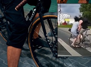 Rowerzysta z impetem uderzył w kobietę na przejściu dla pieszych [Nagranie]