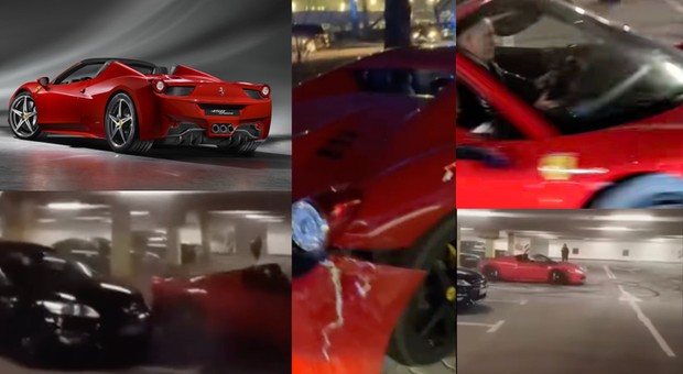 Tiktoker driftował Ferrari po warszawskim parkingu, uderzył  w Forda. Kto zapłaci za szkody?