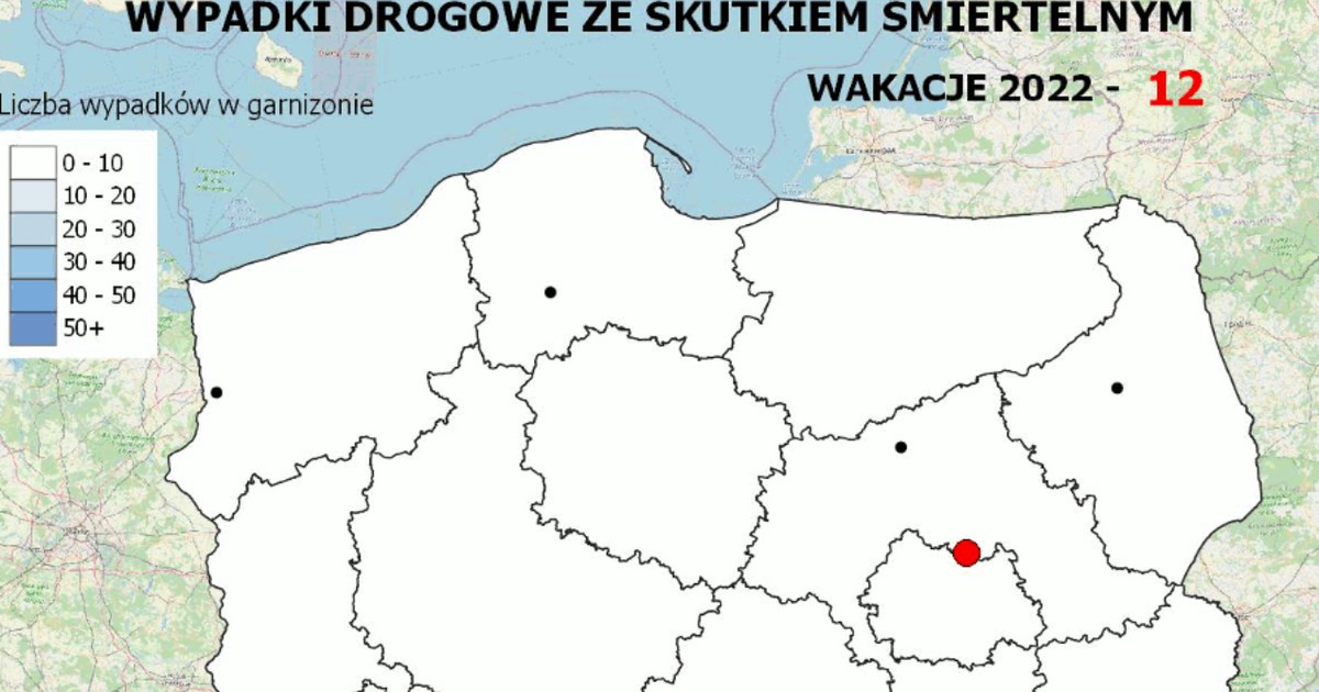 Policyjna mapa wypadków drogowych ze skutkiem śmiertelnym