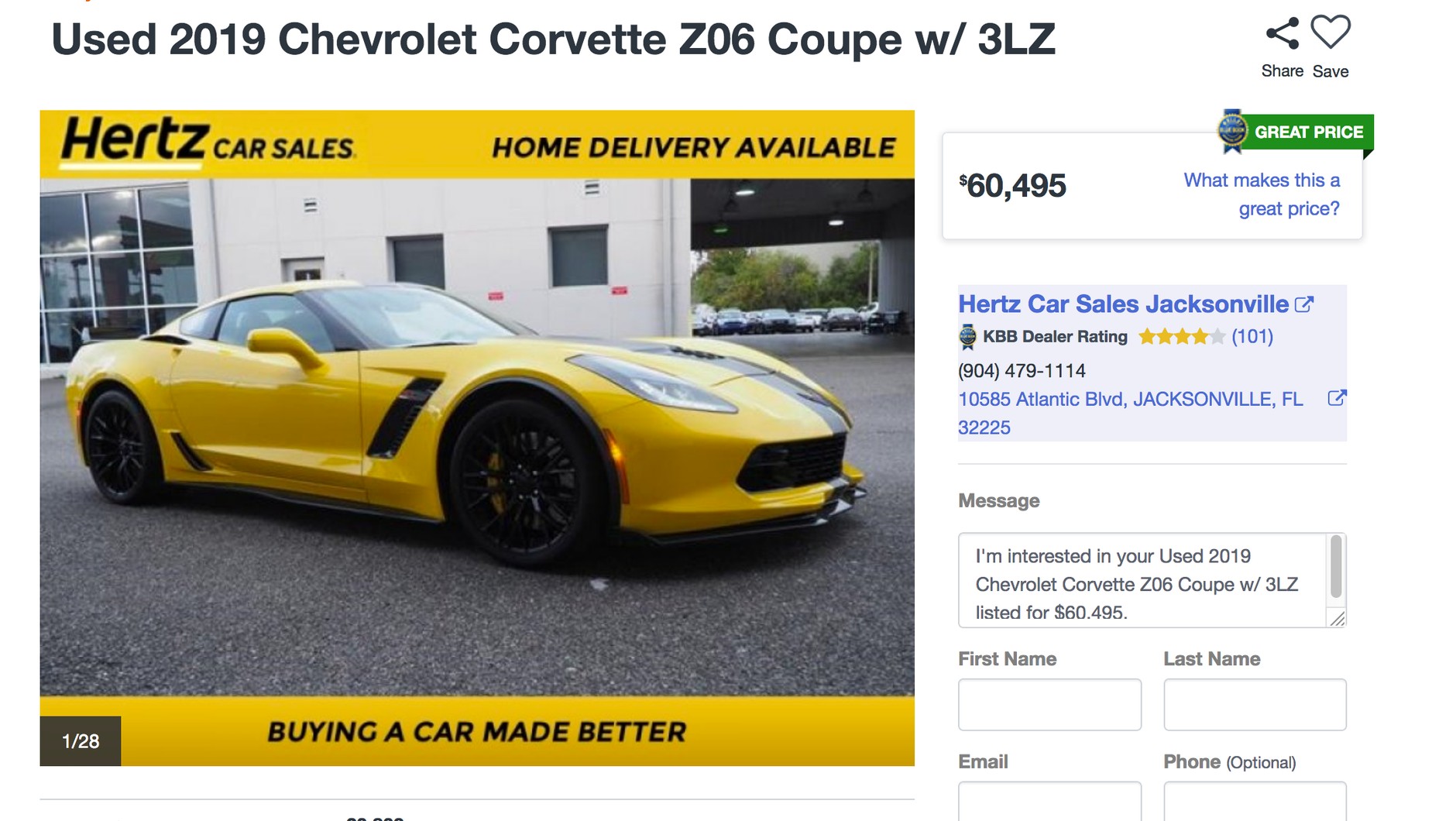 Hertz wyprzedaje Chevrolety Corvette