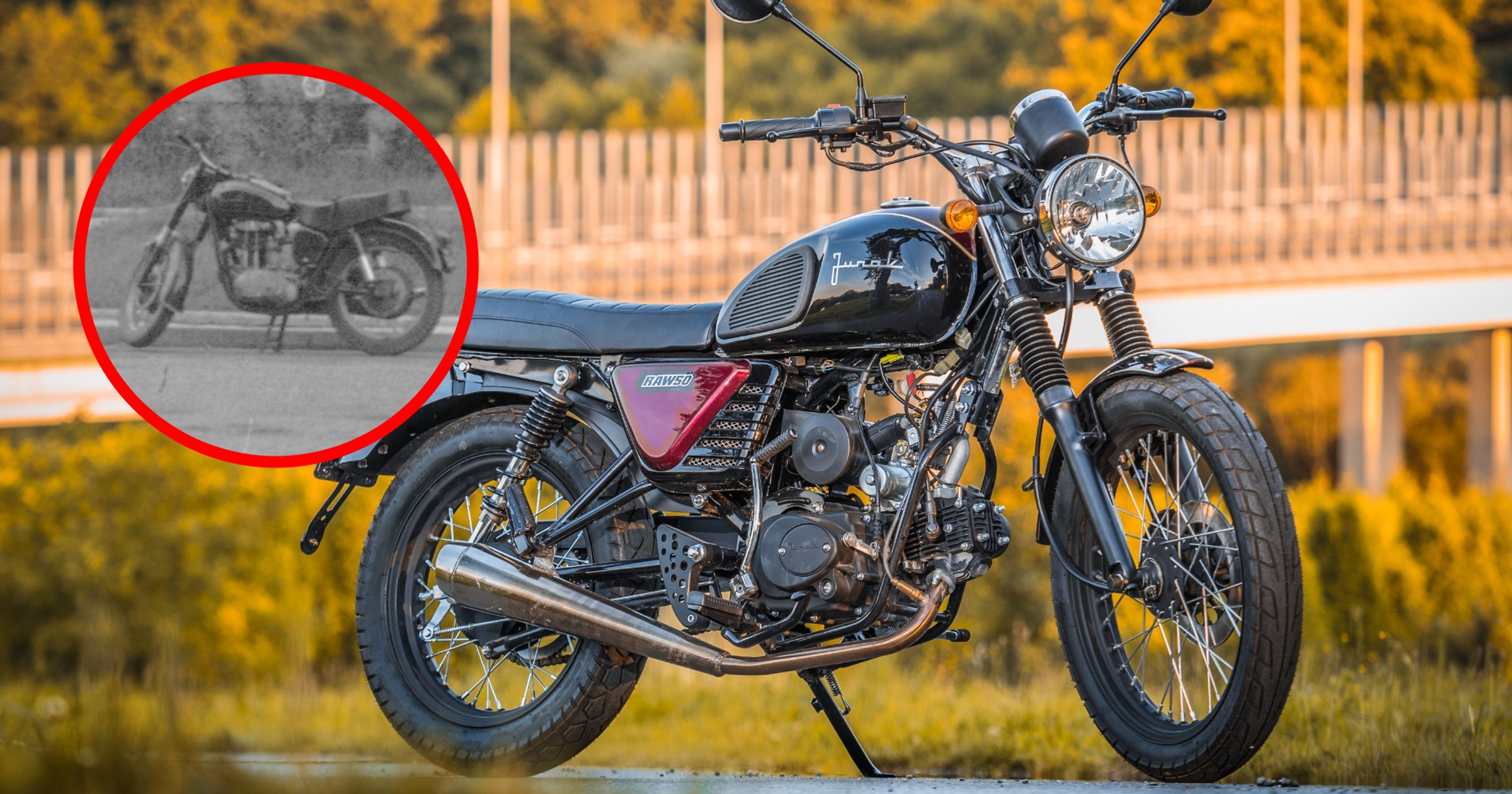 Junak M07 (1957-1959; w kółku) i współczesny Junak RAW 50