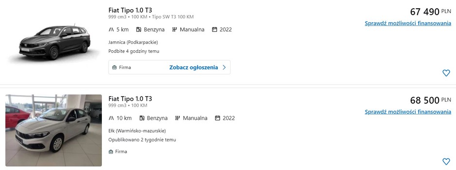 Nowy Fiat Tipo z placu tańszy o ok. 40 tys. zł w porównaniu do cennika