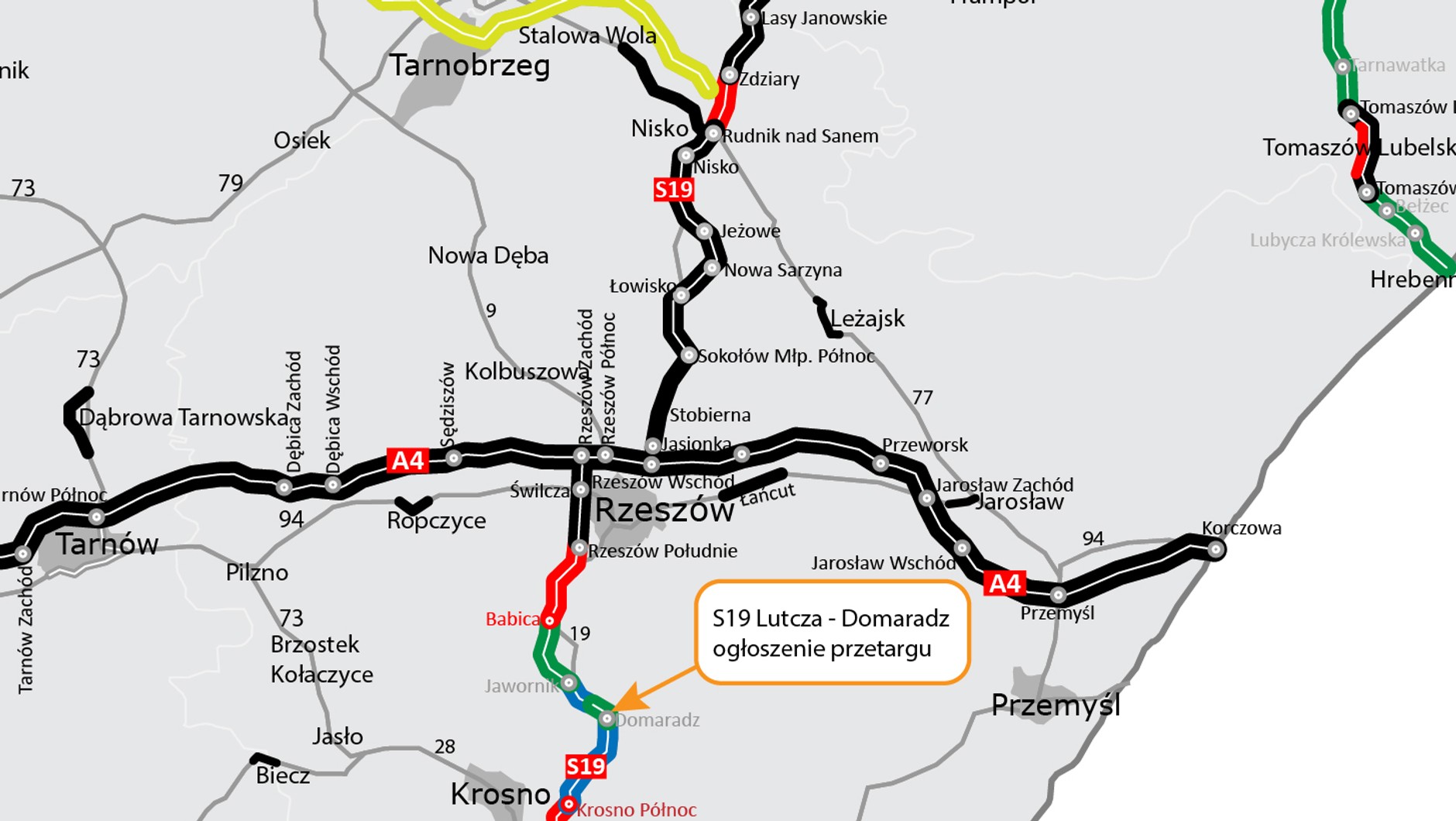 S19 Via Carpatia Lutcza — Domaradz mapa