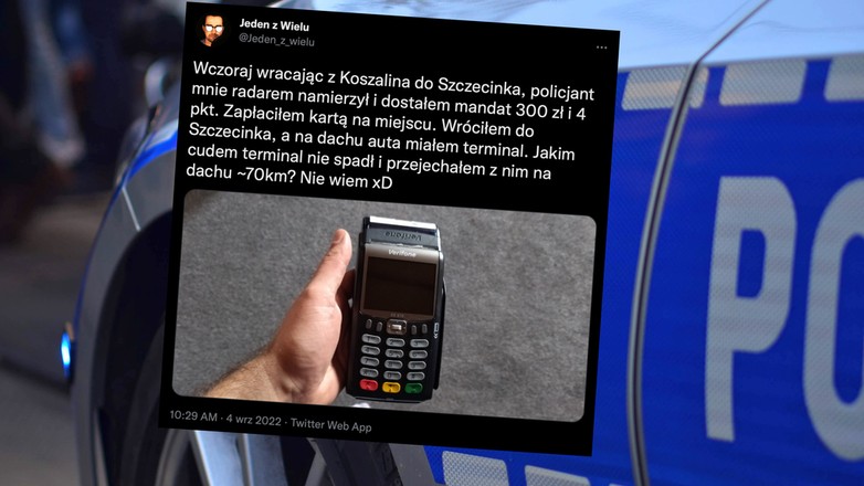 Policjant zostawił na dachu auta terminal płatniczy. Urządzenie "przejechało" na nim ok. 70 km