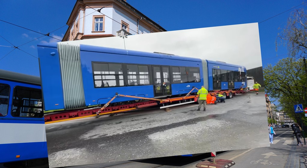 Tramwaj zablokował rondo w Cedzynie, mimo że nie ma tam torów