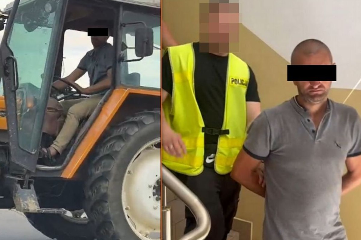 Ukradł ciągnik z rozsiewaczem. Pojechał zatrąbić przed komisariatem [WIDEO]
