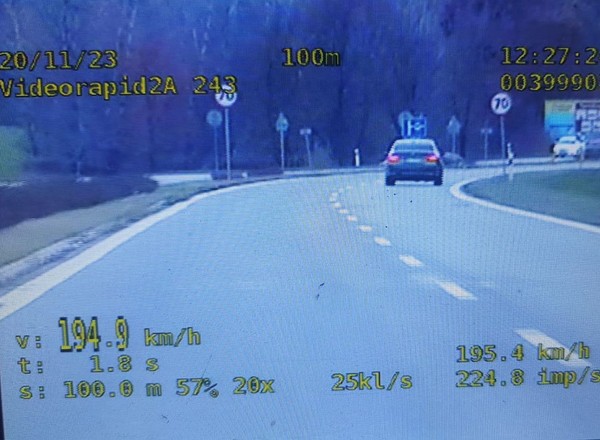 Pędził BMW 194 km/h. Dostał aż dwa mandaty