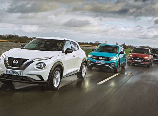 Nissan Juke kontra Volkswagen T-Cross, Hyundai Kona i Jeep Renegade - trendsetter i peleton naśladowców