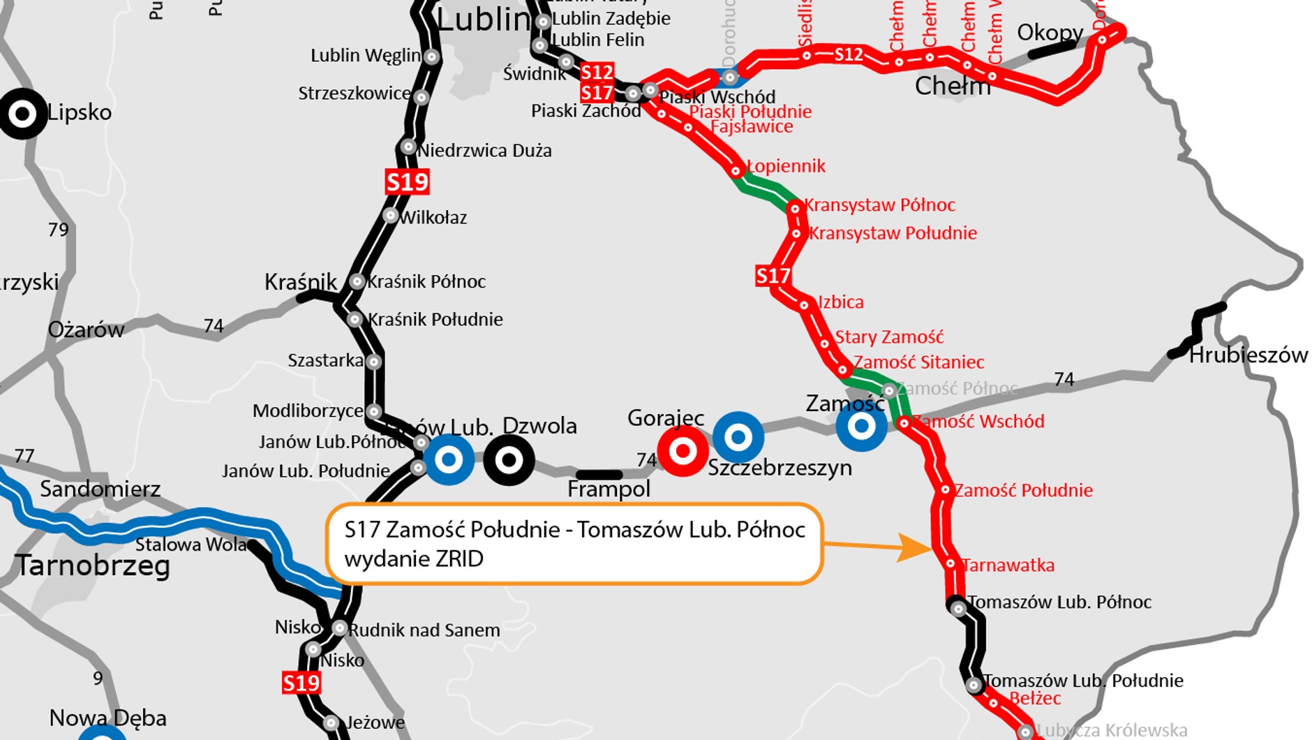 Mapa odcinków S17