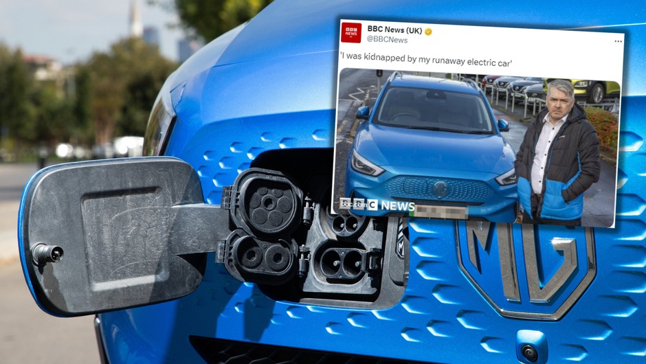 MG ZS EV porwał swojego właściciela (screen: X/BBC)