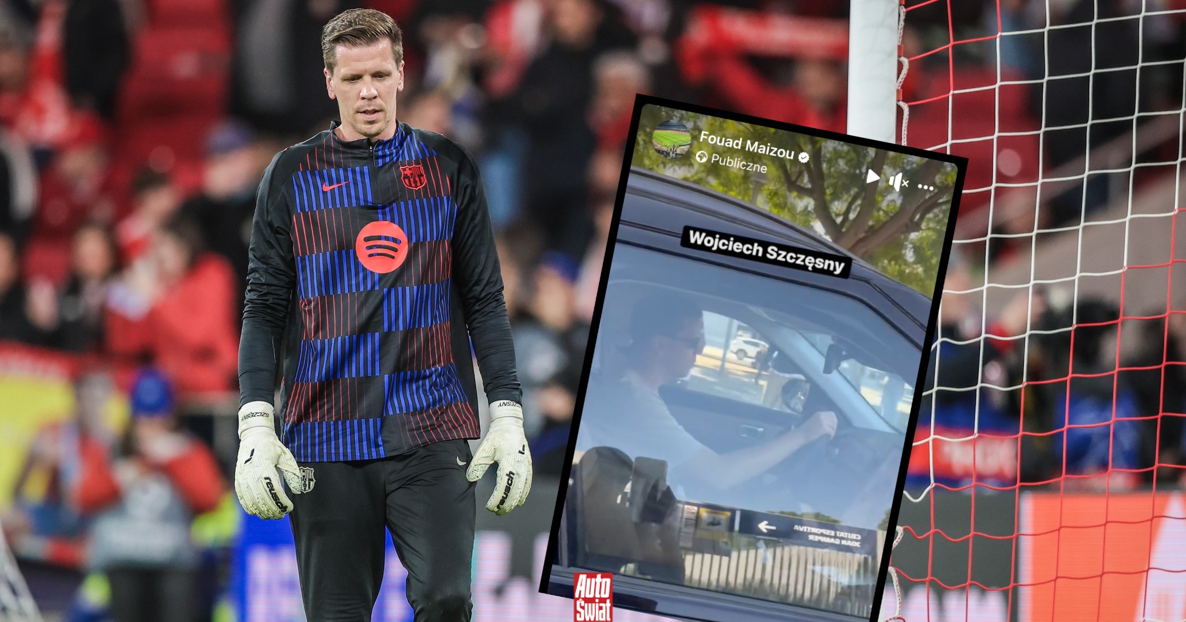 Wojciech Szczęsny w chińskim SUV-ie na ulicach Barcelony. Auto ma polskie tablice