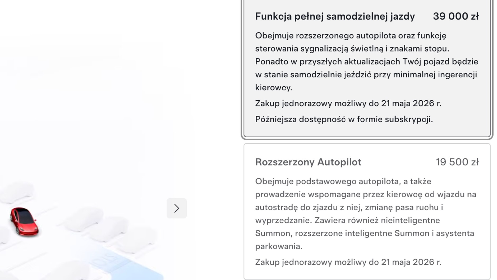W polskim konfiguratorze Tesli można wybrać opcję FSD, ale żeby z niej skorzystać, trzeba jechać przynajmniej do Holandii. Na razie!